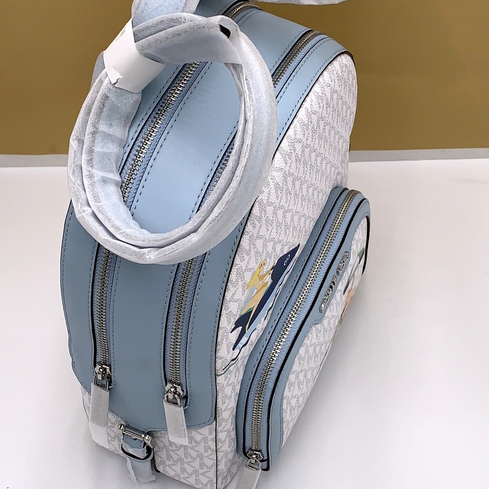 MICHAEL KORS JET SET GIRLS JAYCEE MEDIUM BACKPACK BRIGHT WHITE/ BLUE COL… - Picture 9 of 16